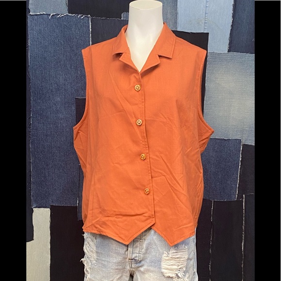 Vintage Sleeveless Button Down Vest Sz XL - Picture 2 of 7